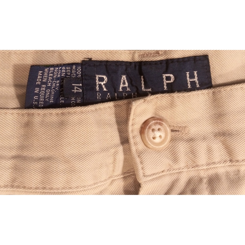 Ralph Lauren Chino Pants Womens 14 Tan Beige Pleated High Waist Cotton Made USA - Picture 5 of 8